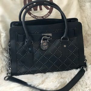 Michael Kors studded black Hamilton Satchel